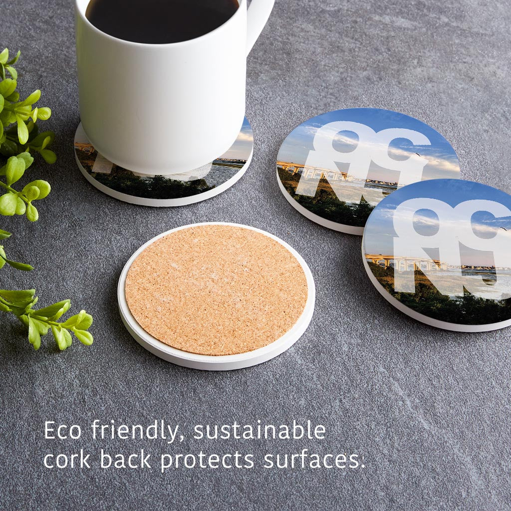 OCNJ Photo With Text | Absorbent Coasters | Set of 4 | Min 2