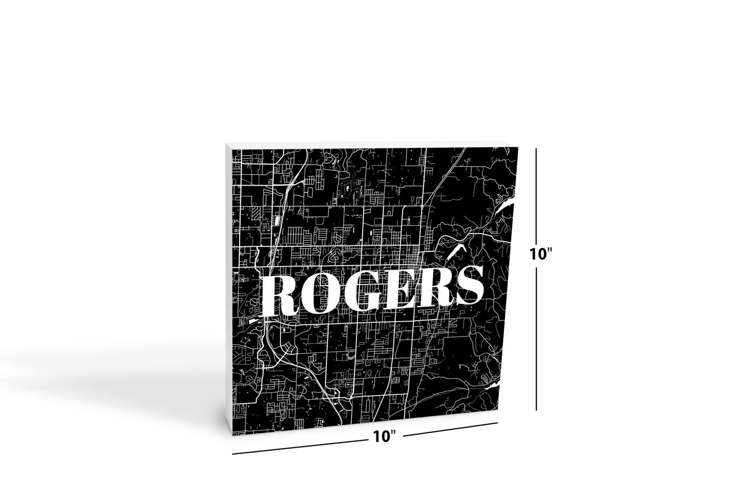 Minimalist B&W Arkansas Rogers Map | Wood Block | Eaches | Min 2