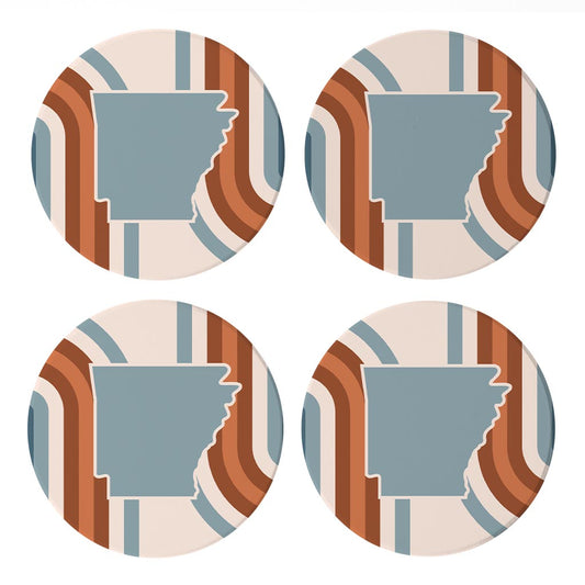 Modern Minimalist Arkansas Retro State Shape | Absorbent Coasters | Set of 4 | Min 2