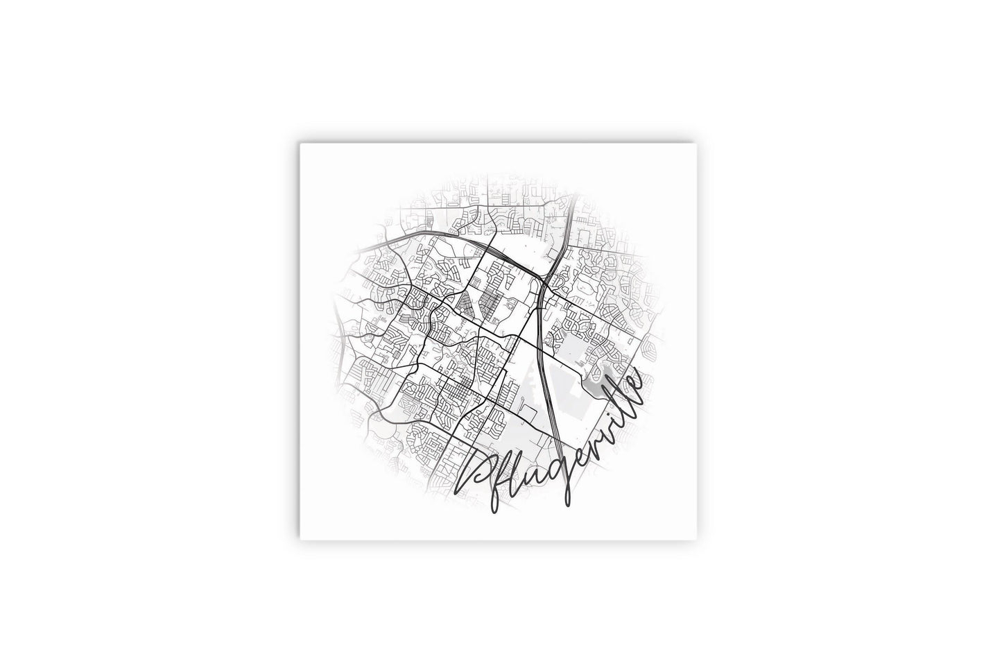 Minimalistic B&W Texas Pflugerville Circle Map | Wood Sign | Eaches | Min 2
