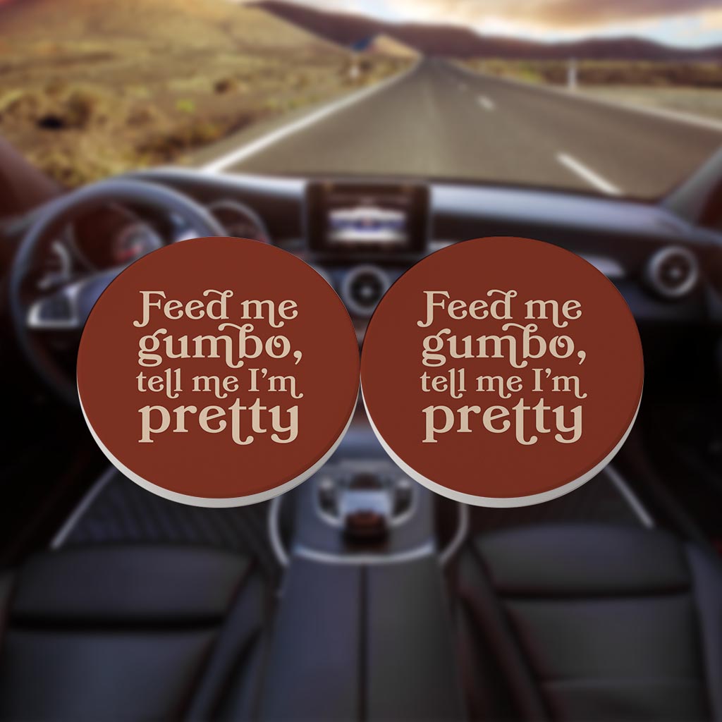 Modern Minimalist Louisiana Gumbo Saying | Absorbent Car Coasters | Set of 2 | Min 4