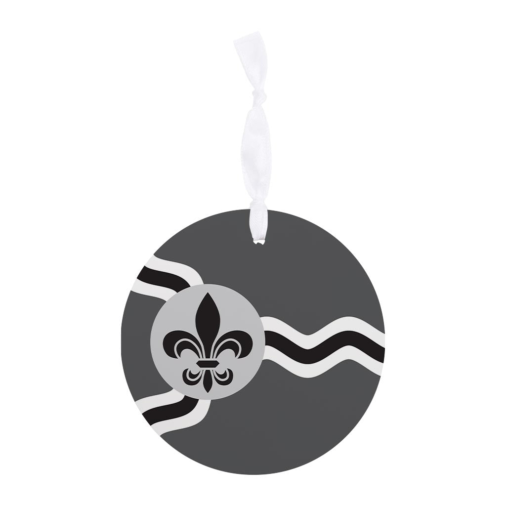 Minimalist B&W Missouri St Louis Flag| Wood Ornament | Eaches | Min 6