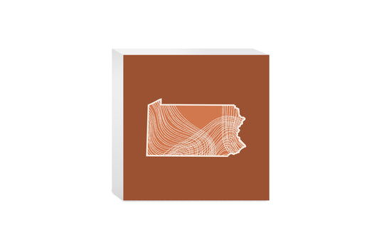 Modern Minimalist Pennsylvania State Lines Dark | Wood Block | Eaches | Min 4