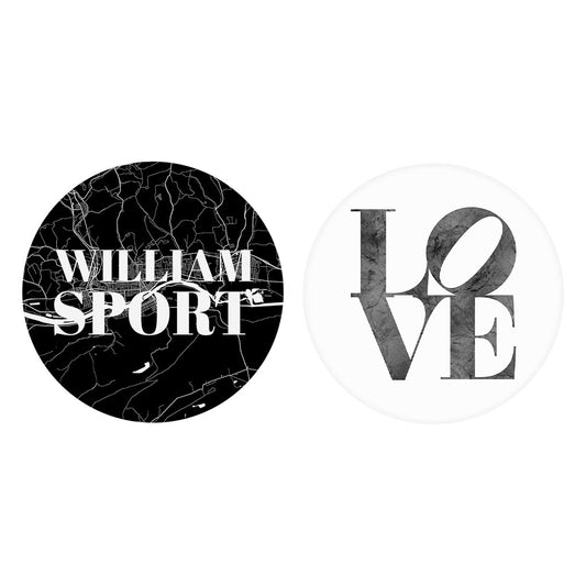 Minimalistic B&W Pennsylvania Williamsport Map Love| Absorbent Car Coasters | Set of 2 | Min 4
