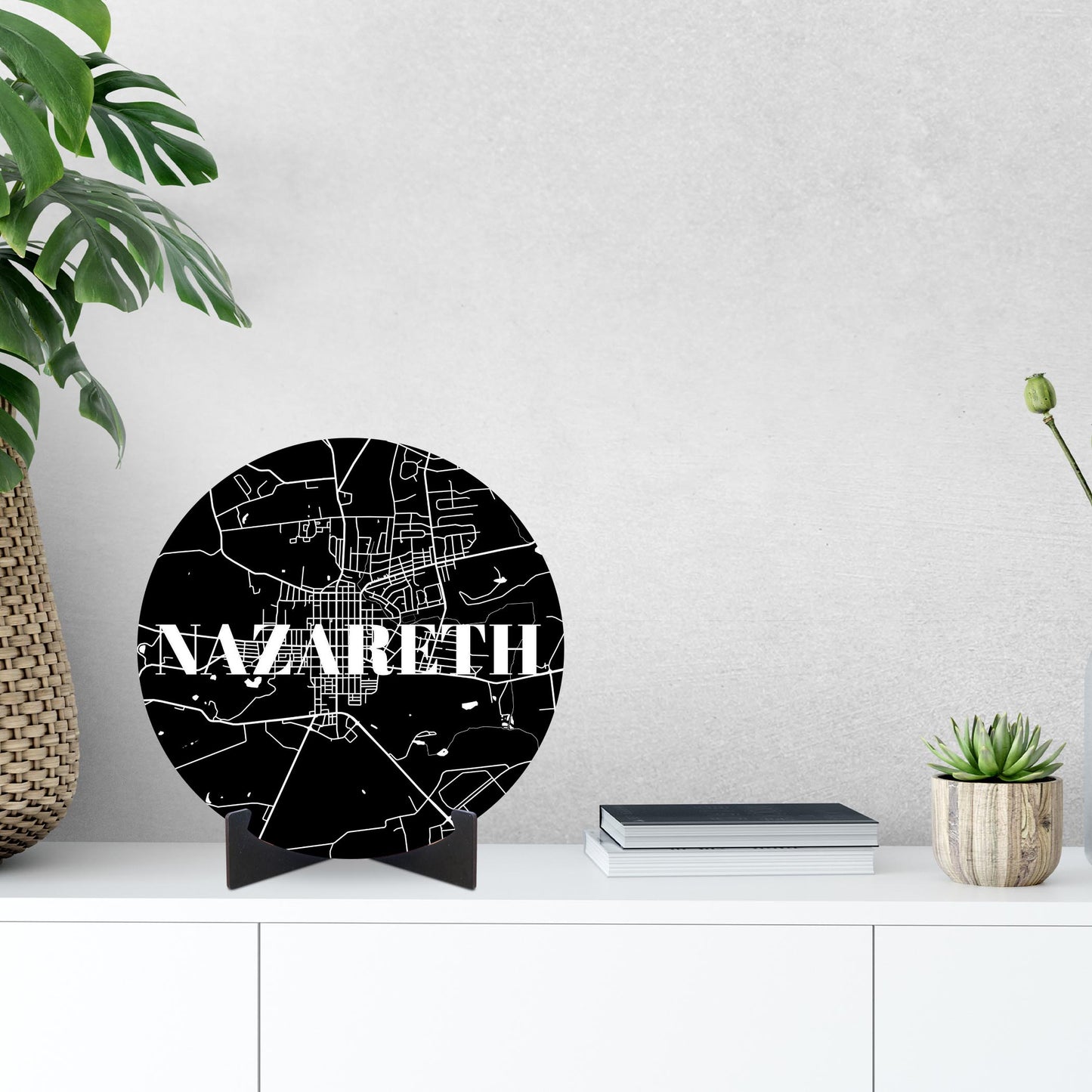 Minimalistic B&W Pennsylvania Nazareth Map | Wood Sign | Eaches | Min 1
