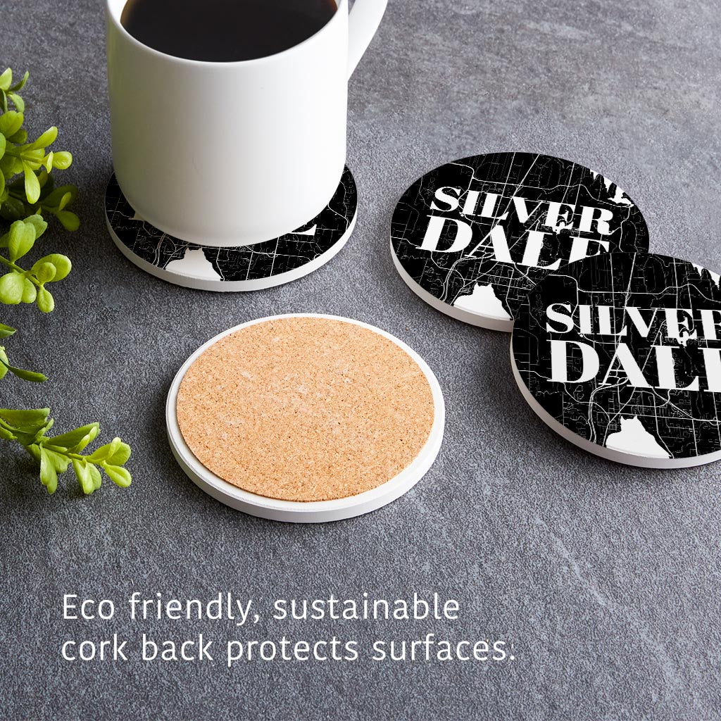Minimalistic B&W Washington Silverdale Map| Absorbent Coasters | Set of 4 | Min 2
