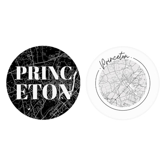 Minimalistic B&W New Jersey Princeton Maps | Absorbent Car Coasters | Set of 2 | Min 4