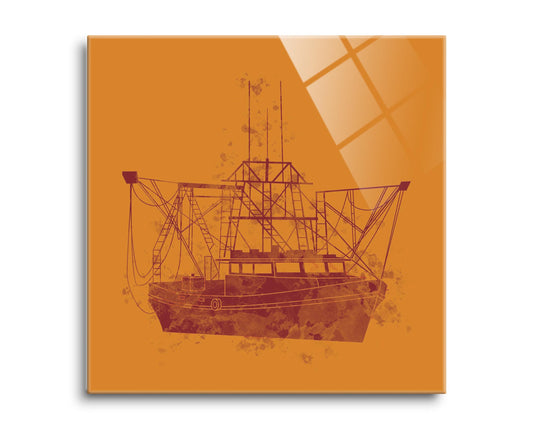 Louisiana Colorful Water Color Shrimp Boat | Hi-Def Glass Art | Eaches | Min 2