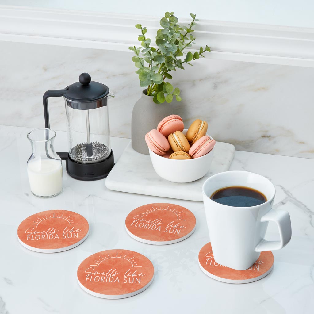 Smells Like Florida Sun Pink | Absorbent Coasters | Set of 4 | Min 2