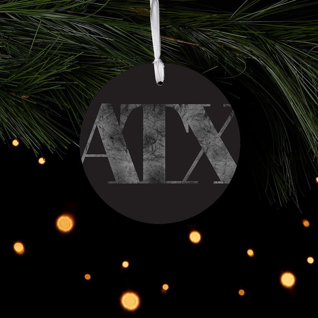Minimalistic B&W Texas Austin Black Initials | Wood Ornament | Eaches | Min 6