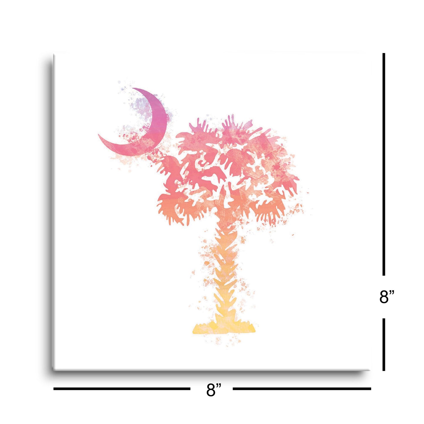 South Carolina Pink Water Color Palm Trees On White | Hi-Def Glass Art | Eaches | Min 2