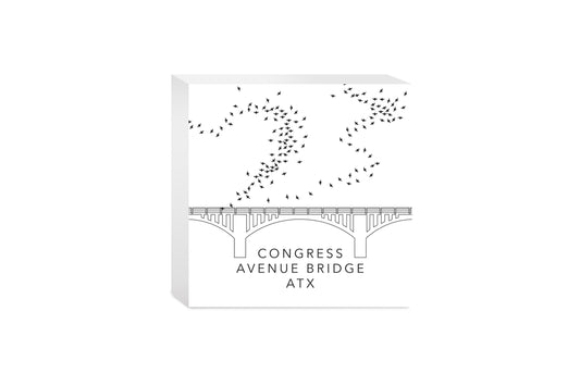 Minimalist B&W Texas Austin Congress Avenue Bridge | Wood Block | Eaches | Min 4