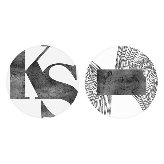 Minimalist B&W Kansas White Initials And State| Absorbent Car Coasters | Set of 2 | Min 4