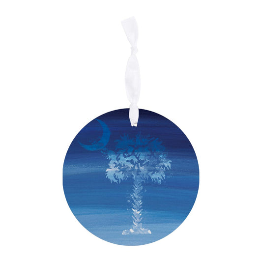 South Carolina Blue Water Color Palm Trees| Wood Ornament | Eaches | Min 6