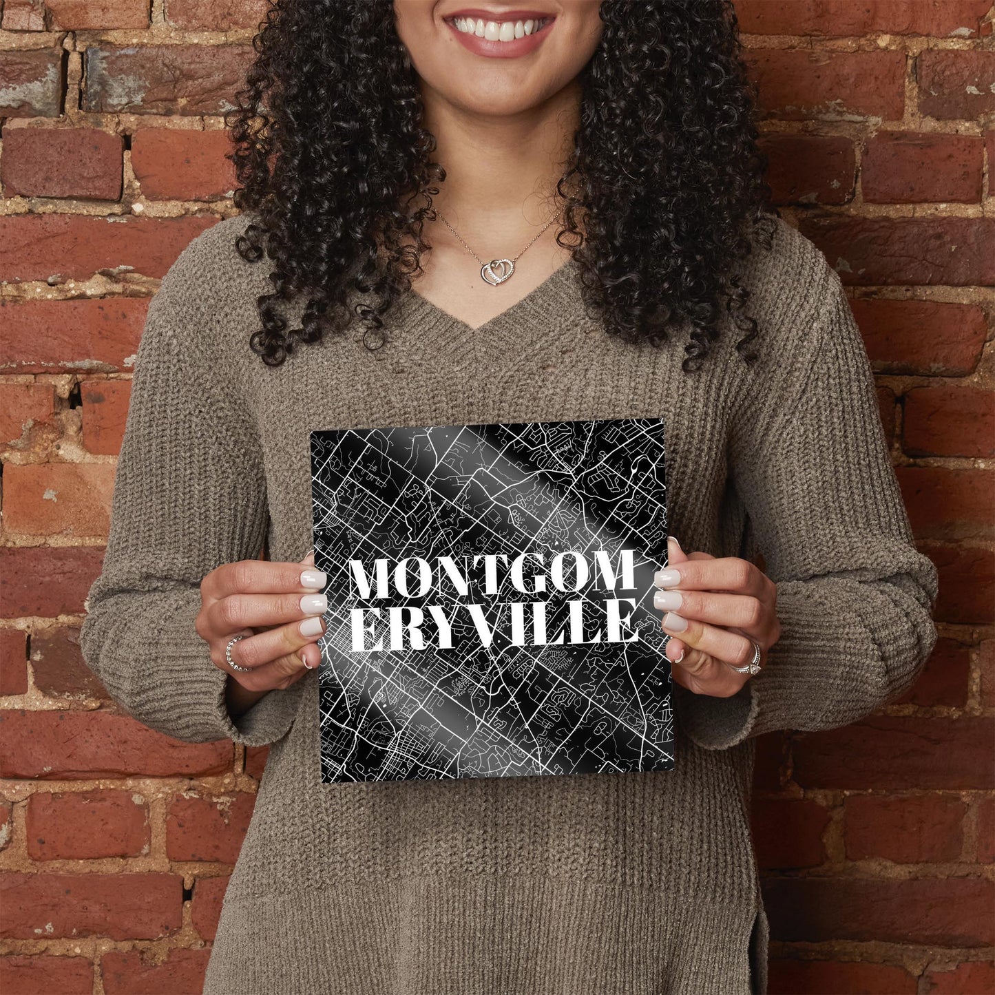 Minimalistic B&W Pennsylvania Montgomeryville Map | Hi-Def Glass Art | Eaches | Min 2
