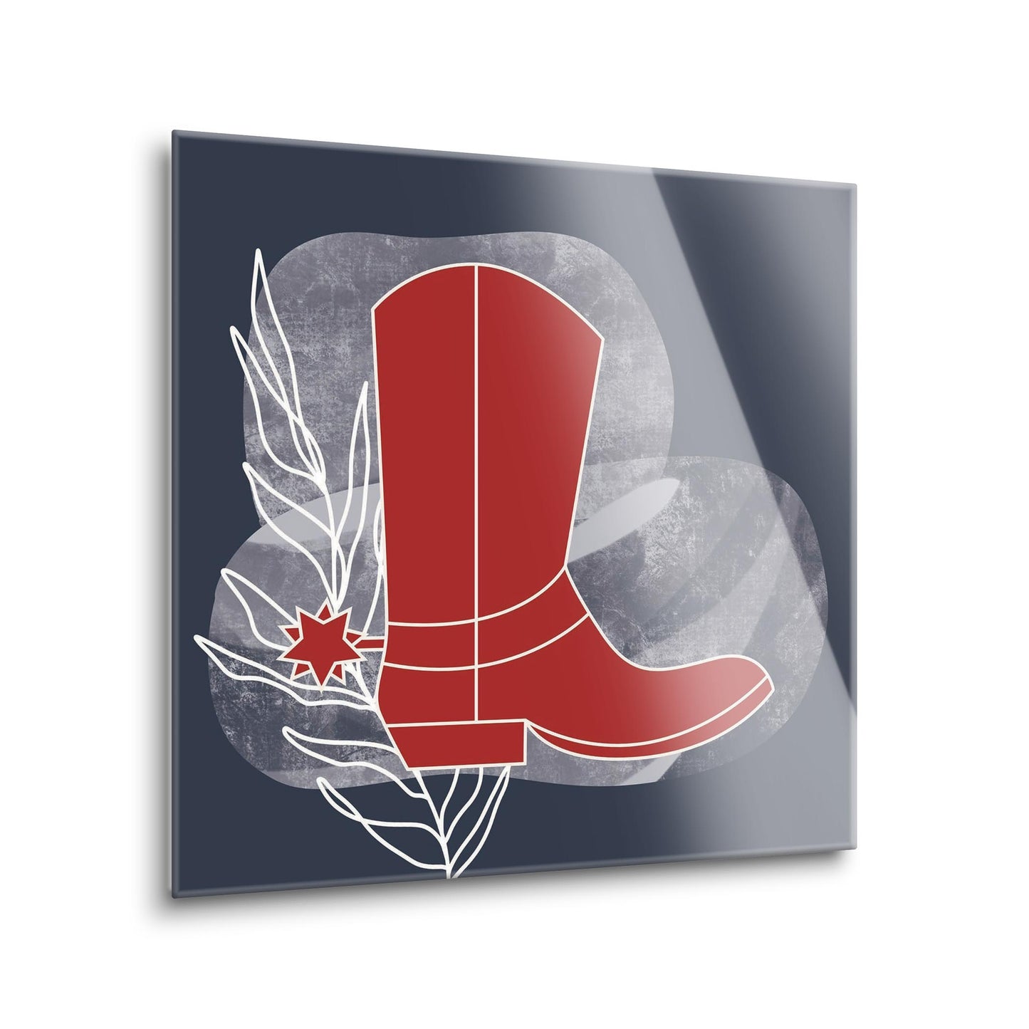 Modern Minimalist Texas Colors Boot | Hi-Def Glass Art | Eaches | Min 1