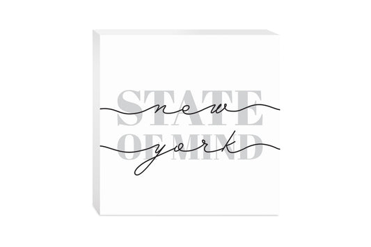 Minimalistic B&W New York Quip Ny State Of Mind | Wood Block | Eaches | Min 2