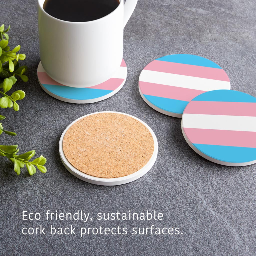 Transgender Pride Flag Colors | Absorbent Coasters | Set of 4 | Min 2