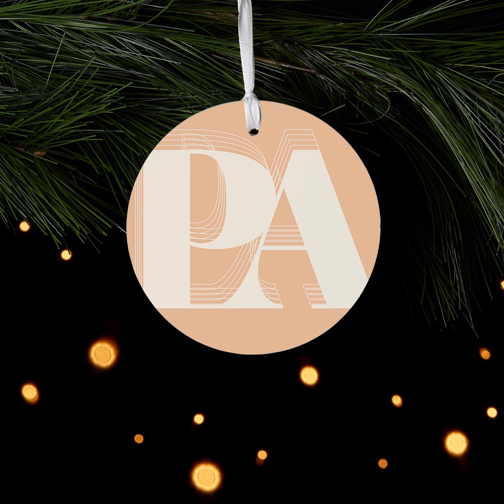 Modern Minimalist Pennsylvania Pa Initials Light| Wood Ornament | Eaches | Min 6
