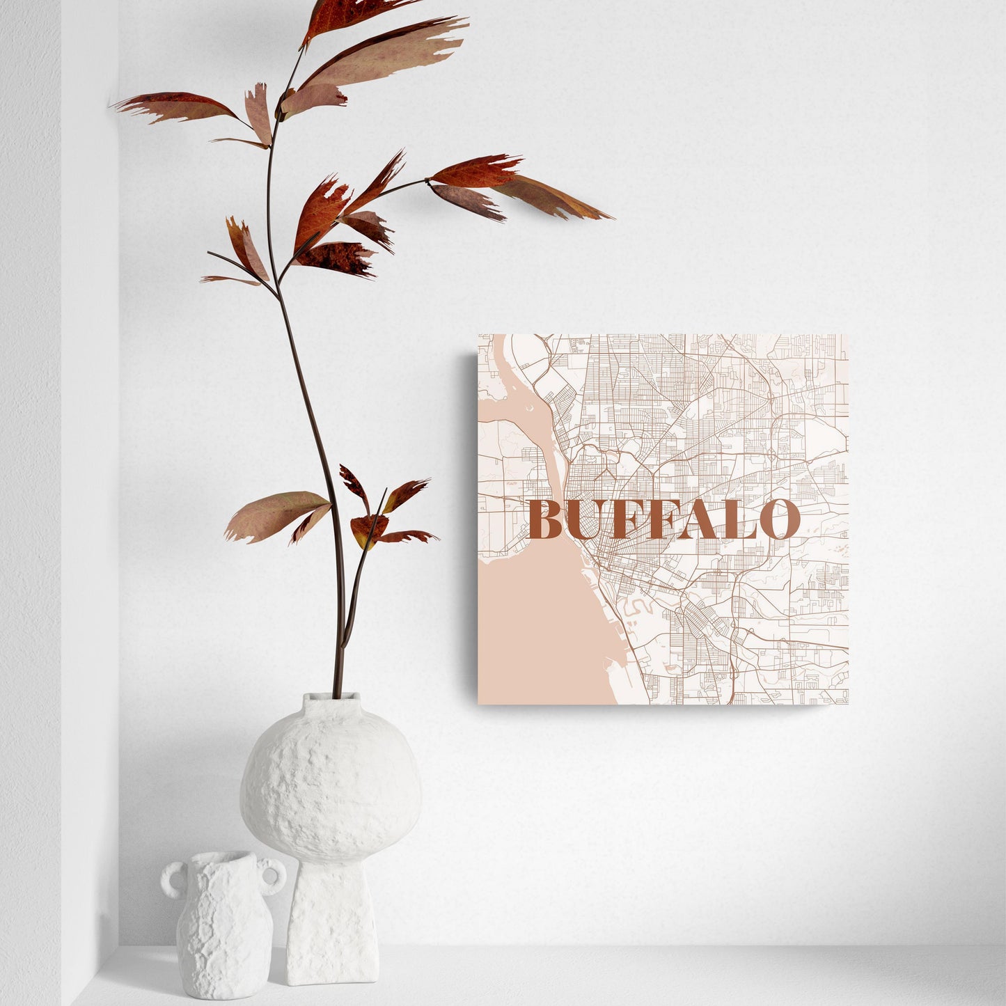 Modern Minimalist New York Buffalo Map | Hi-Def Glass Art | Eaches | Min 2