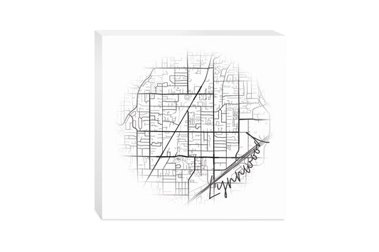 Minimalistic B&W Washington Lynnwood Circle Map | Wood Block | Eaches | Min 2
