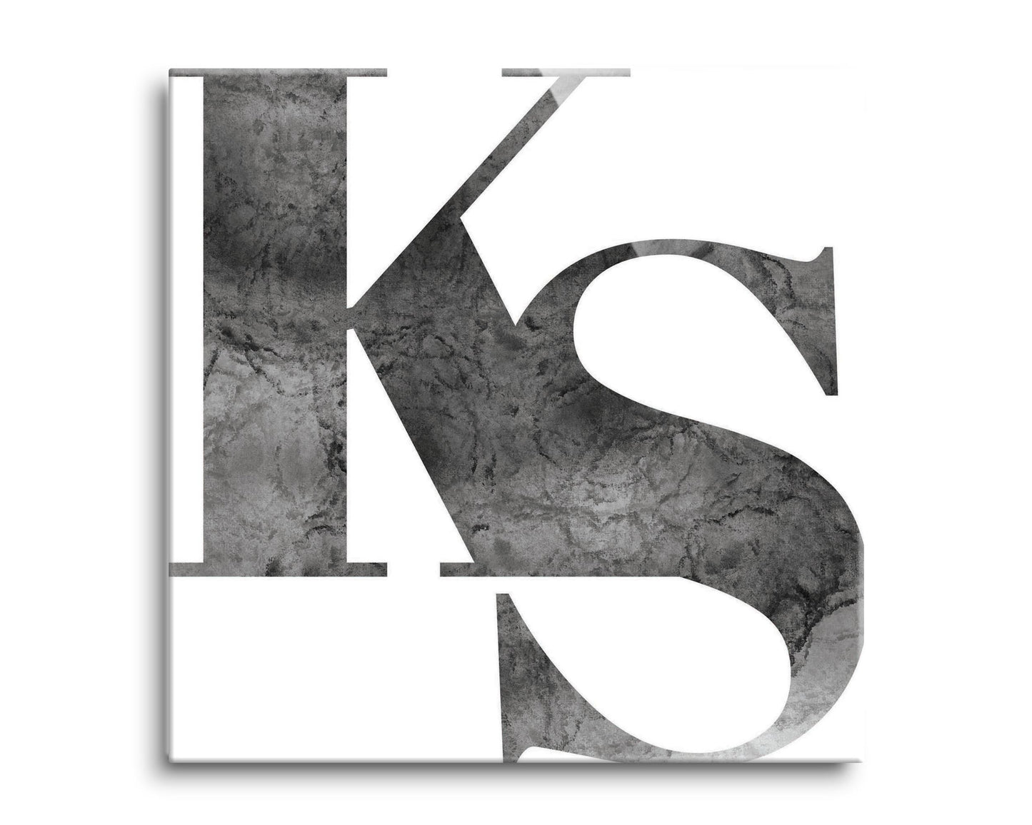 Minimalist B&W Kansas White Initials | Hi-Def Glass Art | Eaches | Min 2
