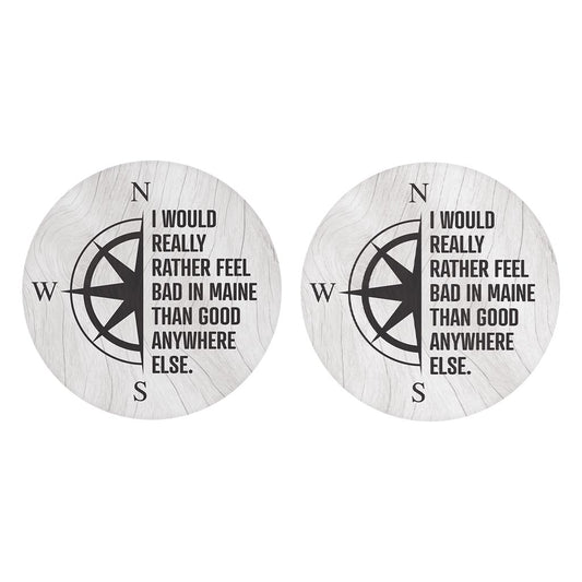 New England Compass Saying| Absorbent Car Coasters | Set of 2 | Min 4