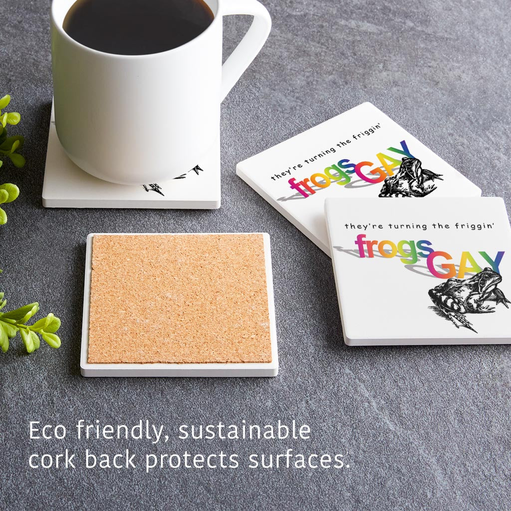 Theyre Turning The Frogs Gay | Absorbent Coasters | Set of 4 | Min 2