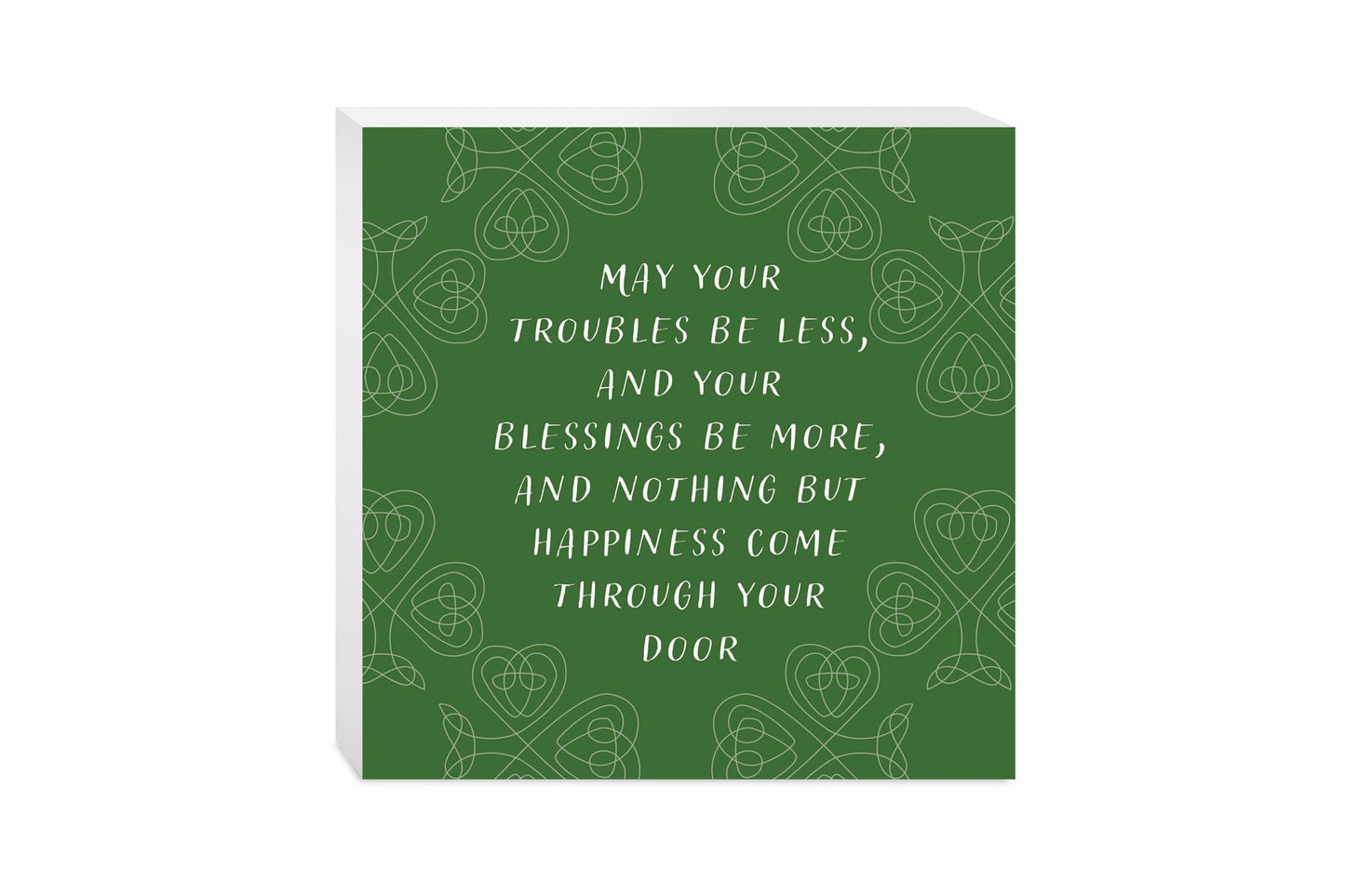 Dark Green Shamrock Irish Blessings Poem | Wood Block | Eaches | Min 2