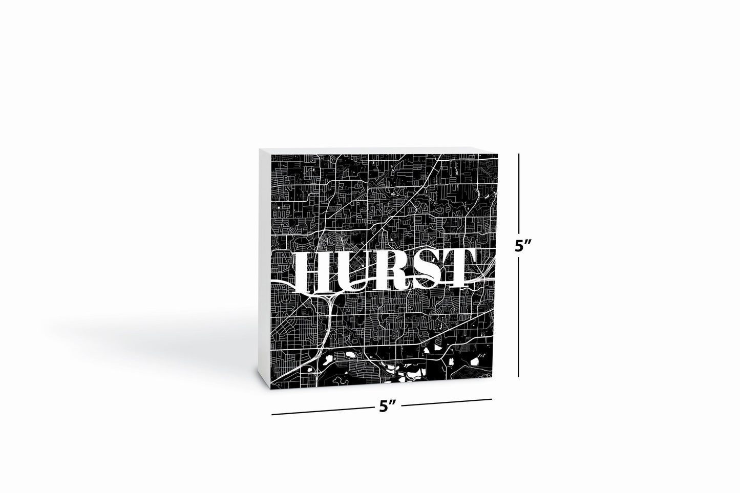 Minimalistic B&W Texas Hurst Map | Wood Block | Eaches | Min 4