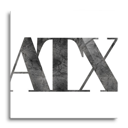 Minimalistic B&W Texas Austin White Initials | Hi-Def Glass Art | Eaches | Min 1