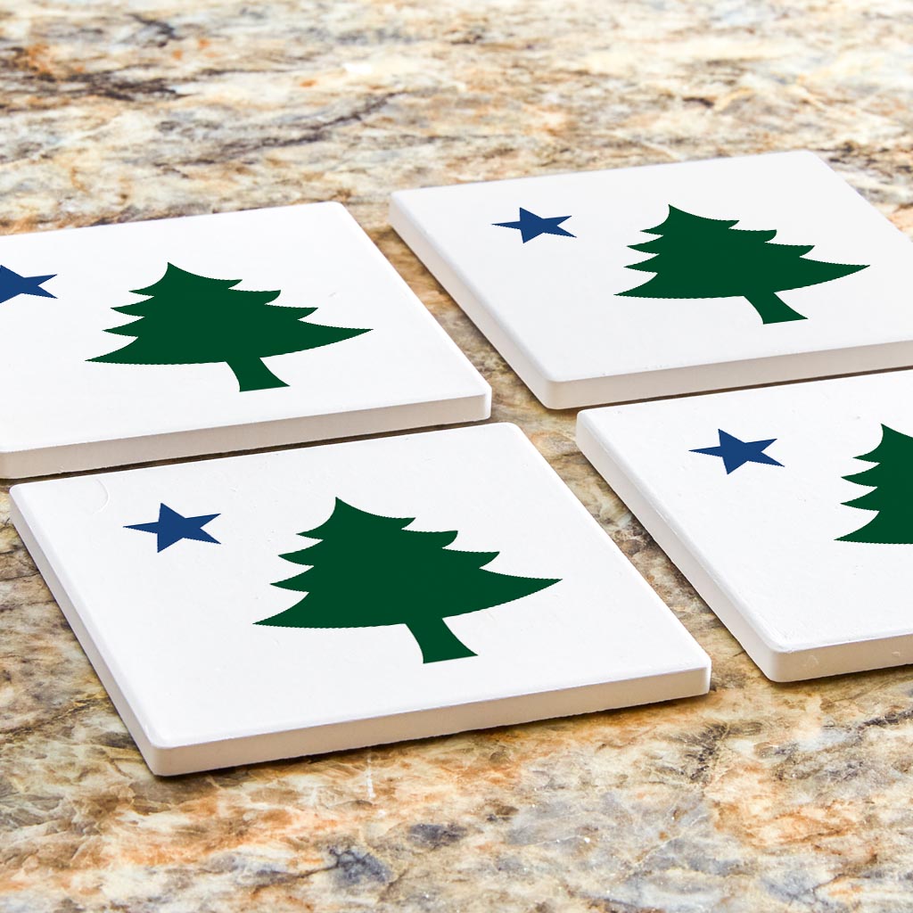 New England Star And Tree | Absorbent Coasters | Set of 4 | Min 2