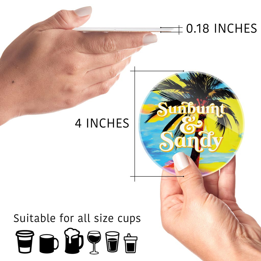 Sunburnt Sandy | Hi-Def Glass Coasters | Set of 4 | Min 2