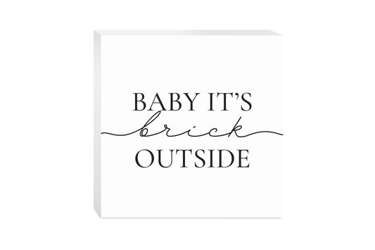 Minimalistic B&W New York Quip Brick Outside | Wood Block | Eaches | Min 2