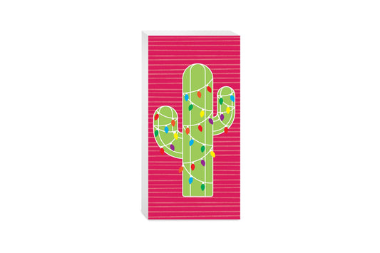 Bright Christmas Cactus | Wood Block | Eaches | Min 4