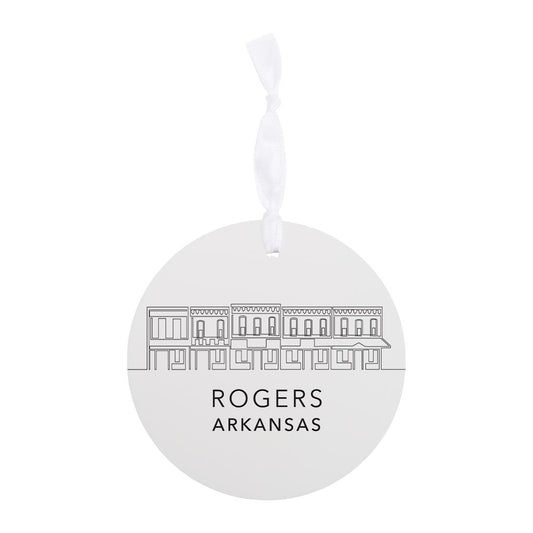 Minimalist B&W Arkansas Rogers Skyline State| Wood Ornament | Eaches | Min 6
