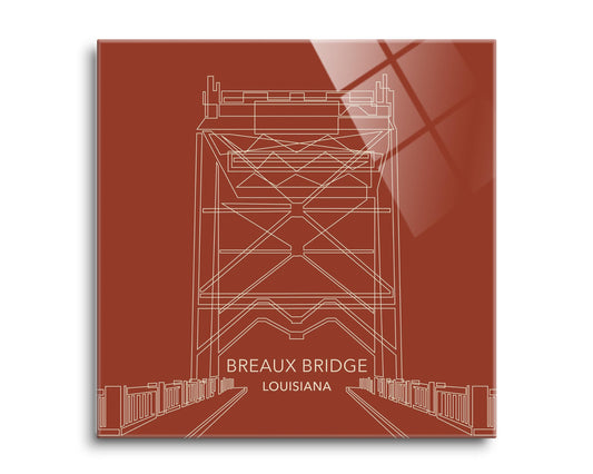 Modern Minimalist Louisiana Breaux Bridge Line Drawing | Hi-Def Glass Art | Eaches | Min 2