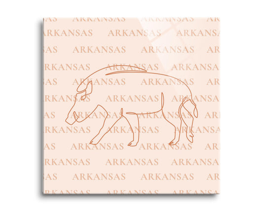 Modern Minimalist Arkansas Hog Line Drawing | Hi-Def Glass Art | Eaches | Min 2