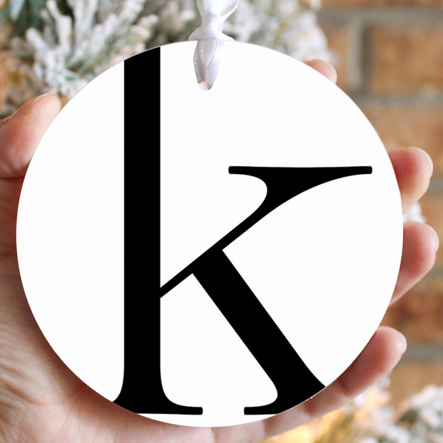 Minimalist Monogram K| Wood Ornament | Eaches | Min 6