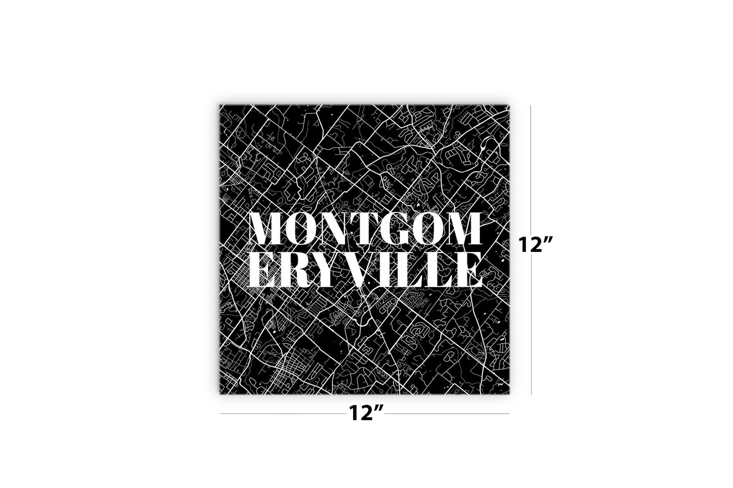 Minimalistic B&W Pennsylvania Montgomeryville Map | Wood Sign | Eaches | Min 2