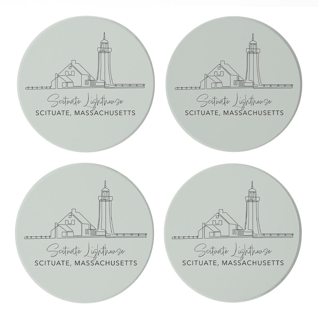 Scituate Lighthouse Muted Coastal | Absorbent Coasters | Set of 4 | Min 2