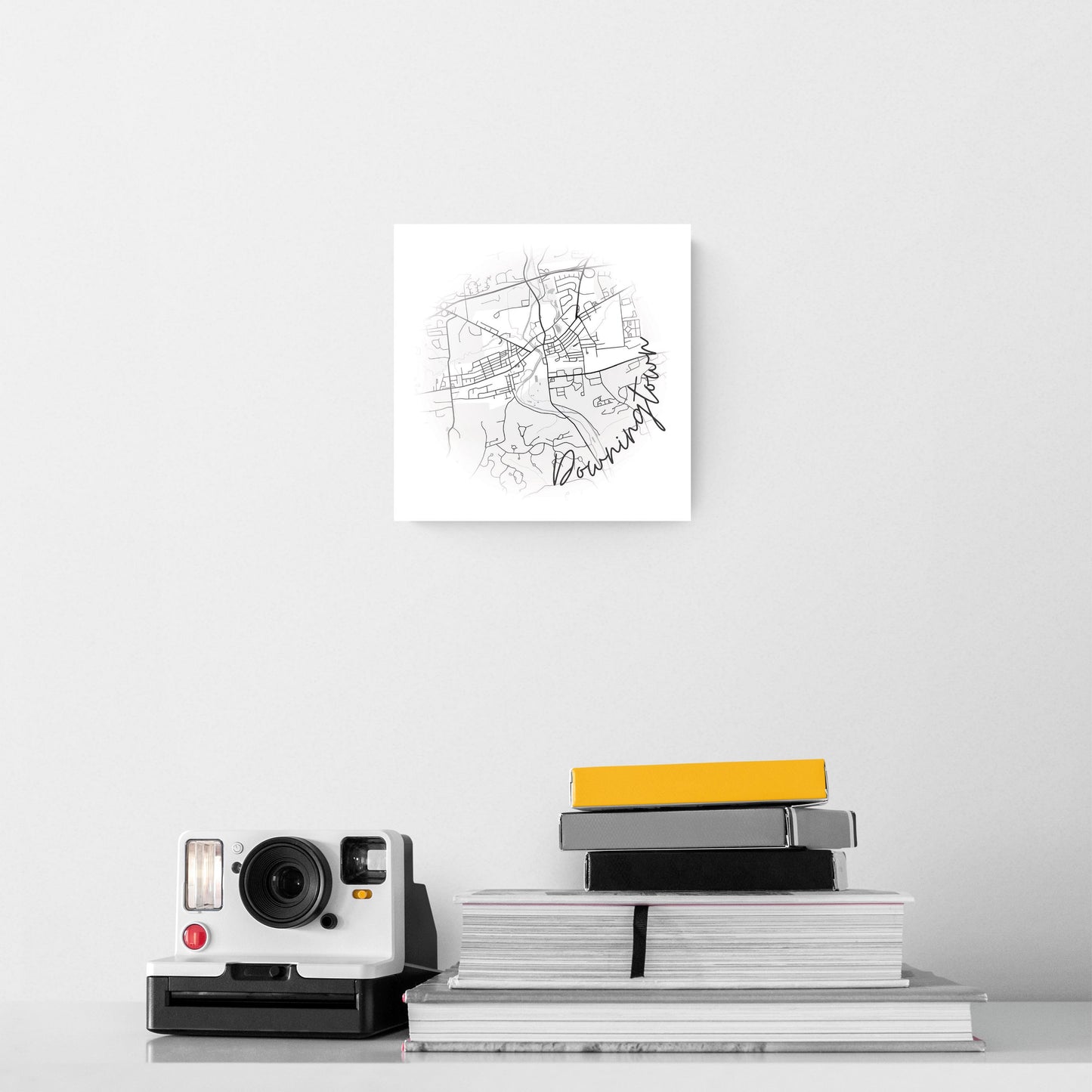 Minimalistic B&W Pennsylvania Downingtown Circle Map | Hi-Def Glass Art | Eaches | Min 2
