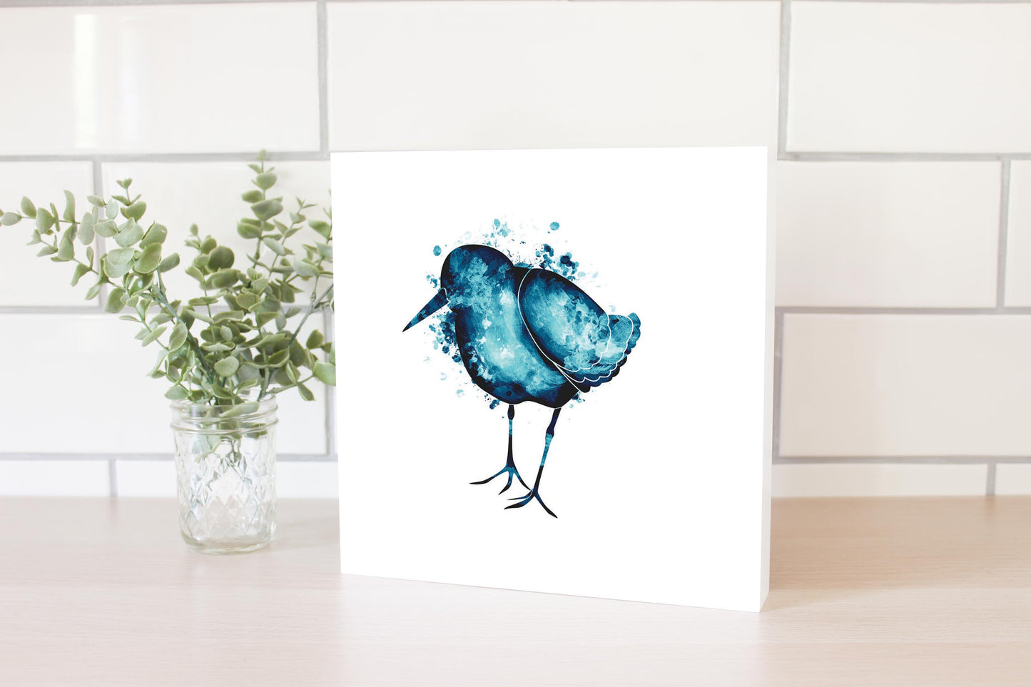 New England Water Color Sand Piper | Wood Block | Eaches | Min 2