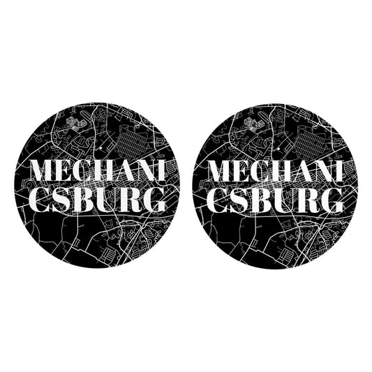Minimalistic B&W Pennsylvania Mechanicsburg Map | Absorbent Car Coasters | Set of 2 | Min 4