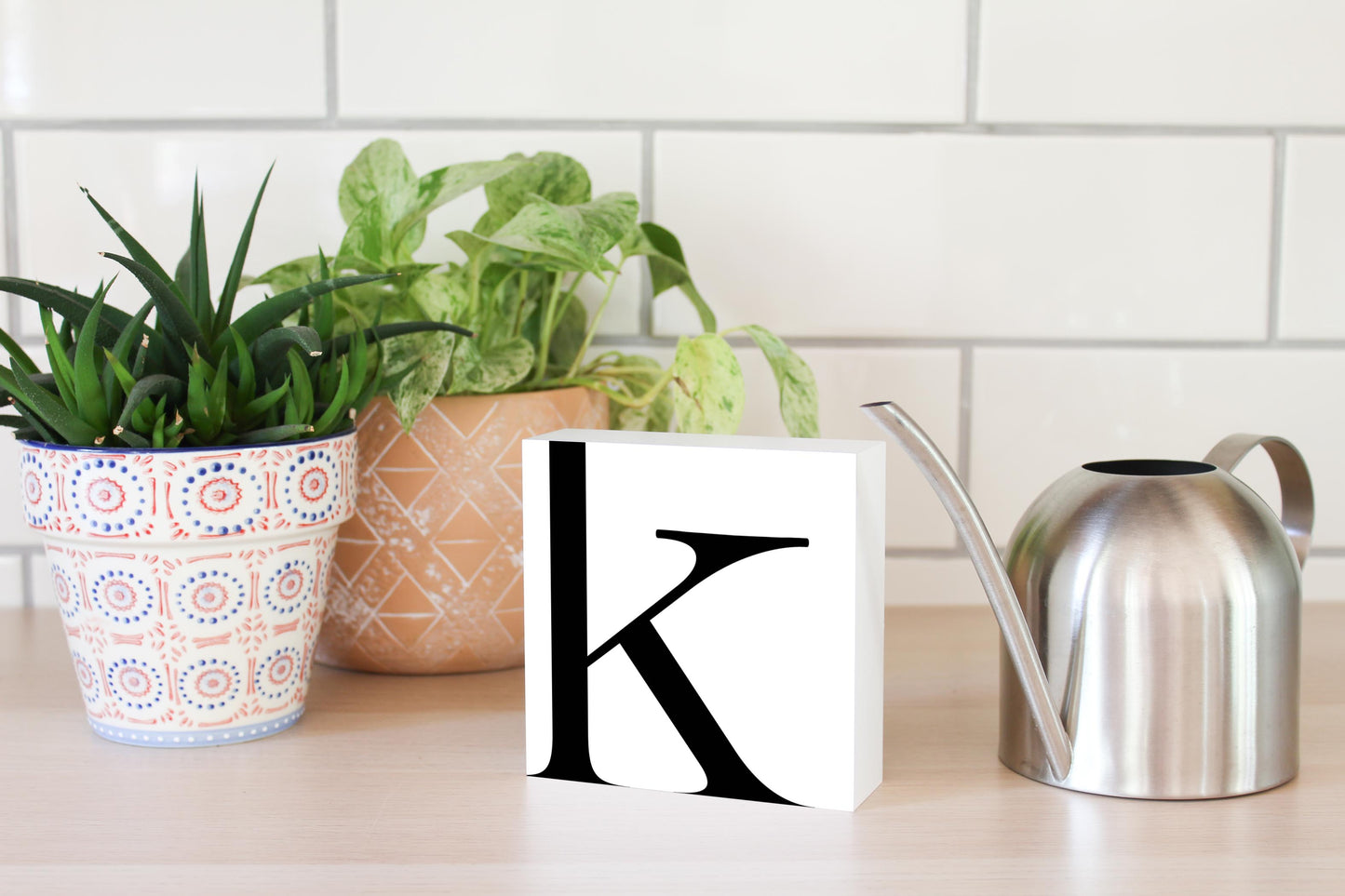 Minimal Monogram K| Wood Block | Eaches | Min 4