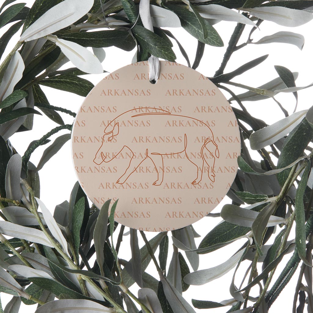 Modern Minimalist Arkansas Hog Line Drawing| Wood Ornament | Eaches | Min 6