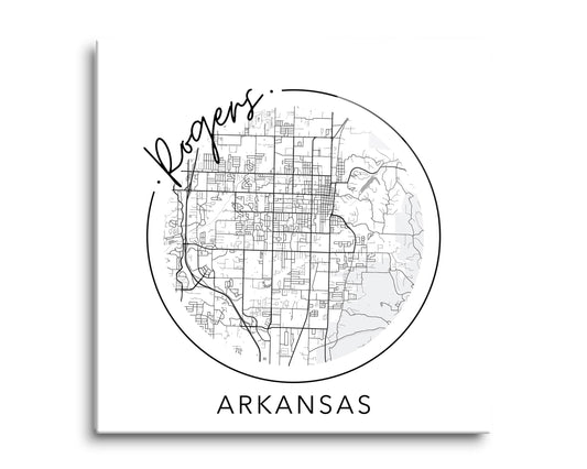 Minimalist B&W Arkansas Rogers Circle Map State | Hi-Def Glass Art | Eaches | Min 2