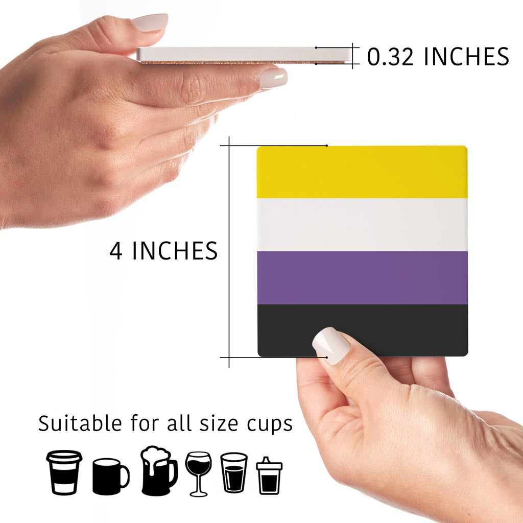 Nonbinary Pride Flag Colors| Absorbent Coasters | Set of 4 | Min 2