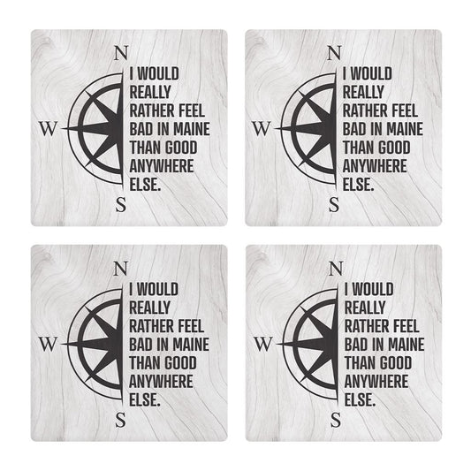 New England Compass Saying | Absorbent Coasters | Set of 4 | Min 2