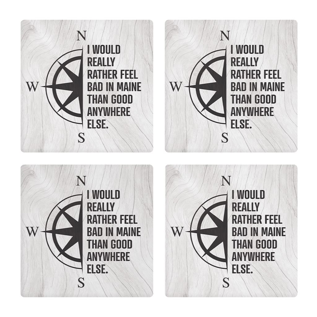 New England Compass Saying | Absorbent Coasters | Set of 4 | Min 2